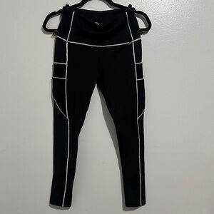 Women's Black Leggings with White Accents